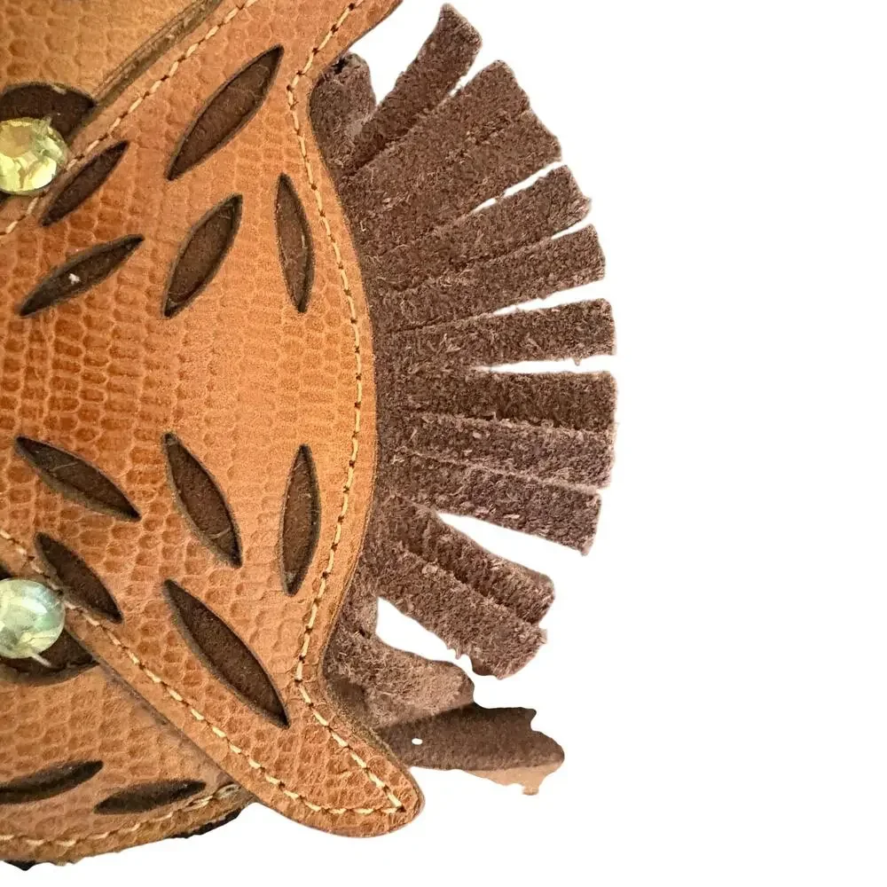 Jeffrey Campbell Leon Bengal Lion Suede Leather Fringe Loafer Flats Jeweled